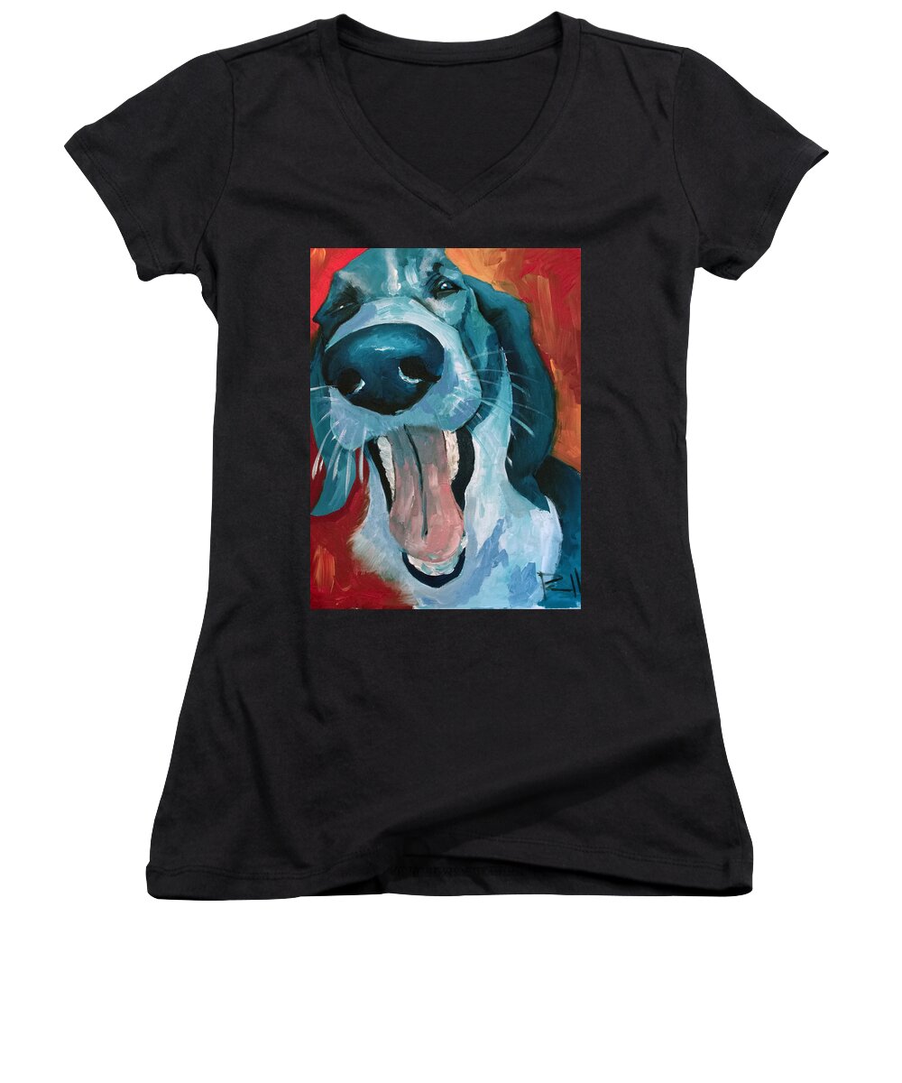 Dog Women's V-Neck featuring the painting Ralph by Sean Parnell