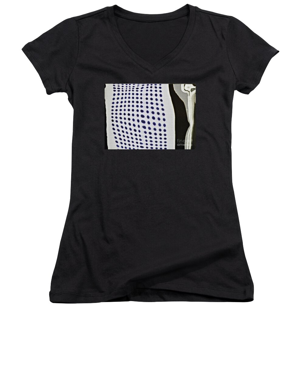 Reflection Women's V-Neck featuring the photograph Reflection on 42nd Street 1 Negative by Sarah Loft