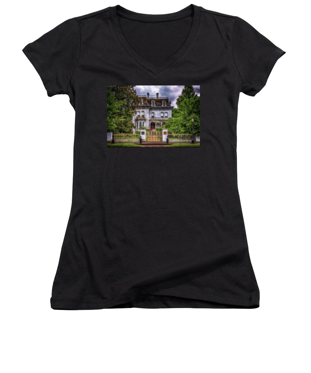 Riverlore Women's V-Neck featuring the photograph Riverlore by Susan Rissi Tregoning