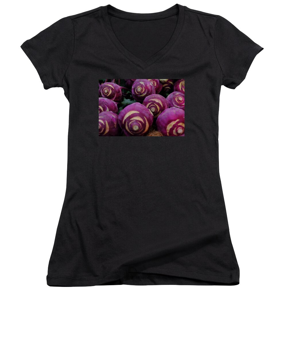 Patterns Women's V-Neck featuring the photograph Root Vegetables by Jessica Myscofski