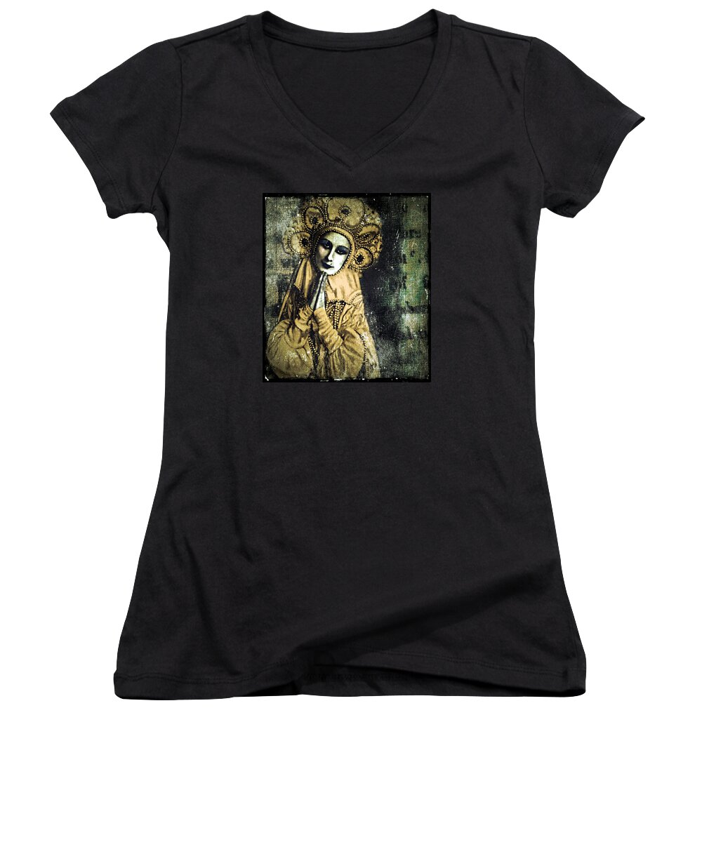 Russian Icon Women's V-Neck featuring the digital art Russian Icon by Delight Worthyn