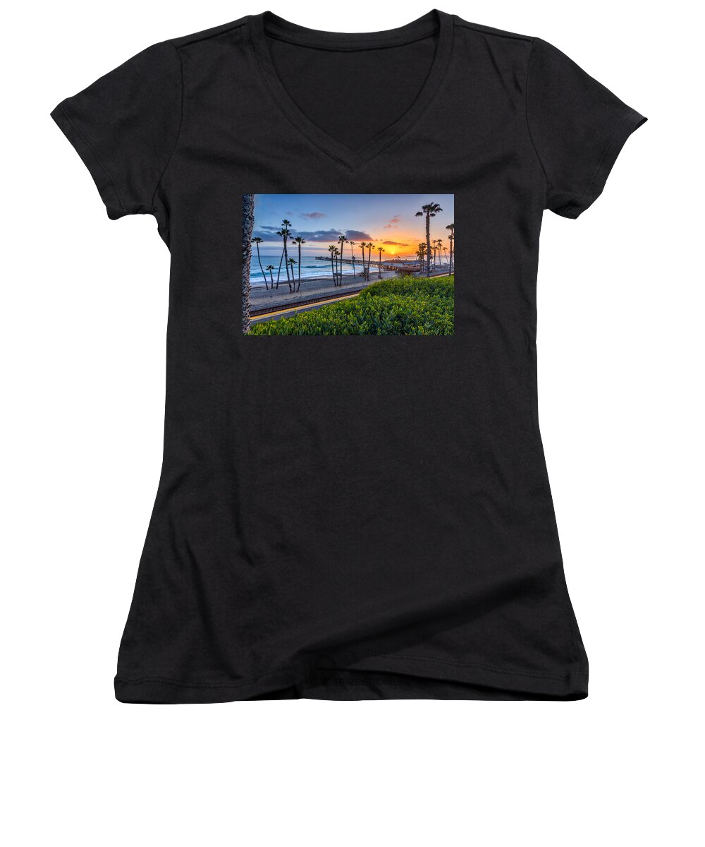Beach Women's V-Neck featuring the photograph San Clemente by Peter Tellone