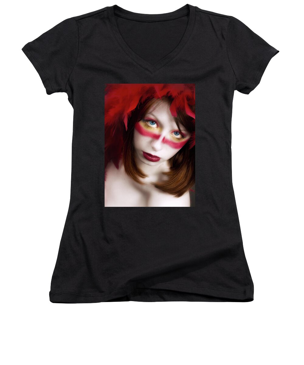  Women's V-Neck featuring the photograph Savage by Neil Shapiro