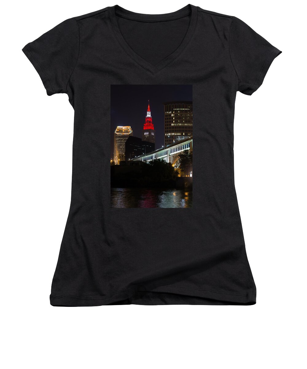 Scarlet And Gray Women's V-Neck featuring the photograph Scarlet And Gray by Dale Kincaid