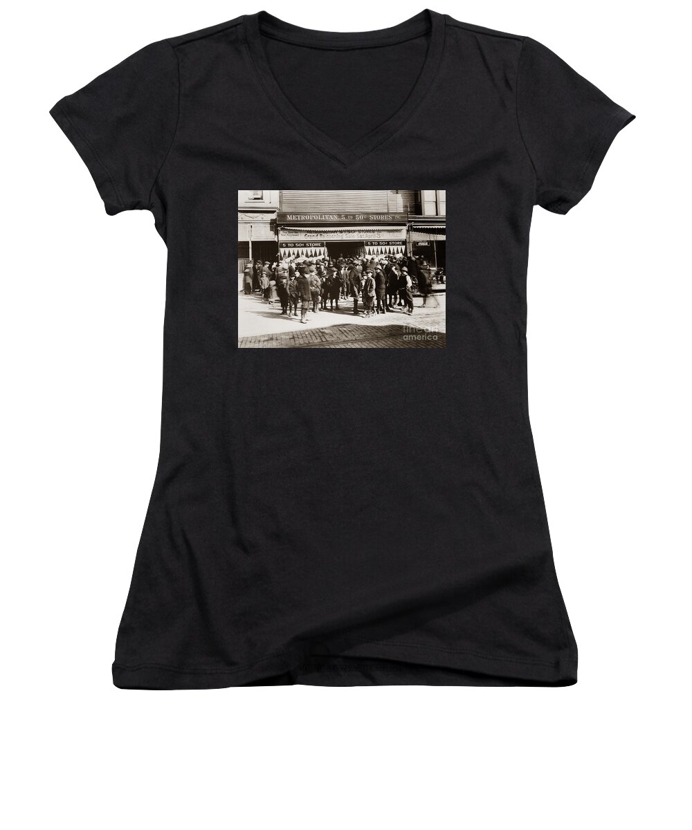 Late 1800s Women's V-Neck featuring the photograph Scranton PA Metropolitan 5 to 50 Cent Store Early 1900s by Arthur Miller