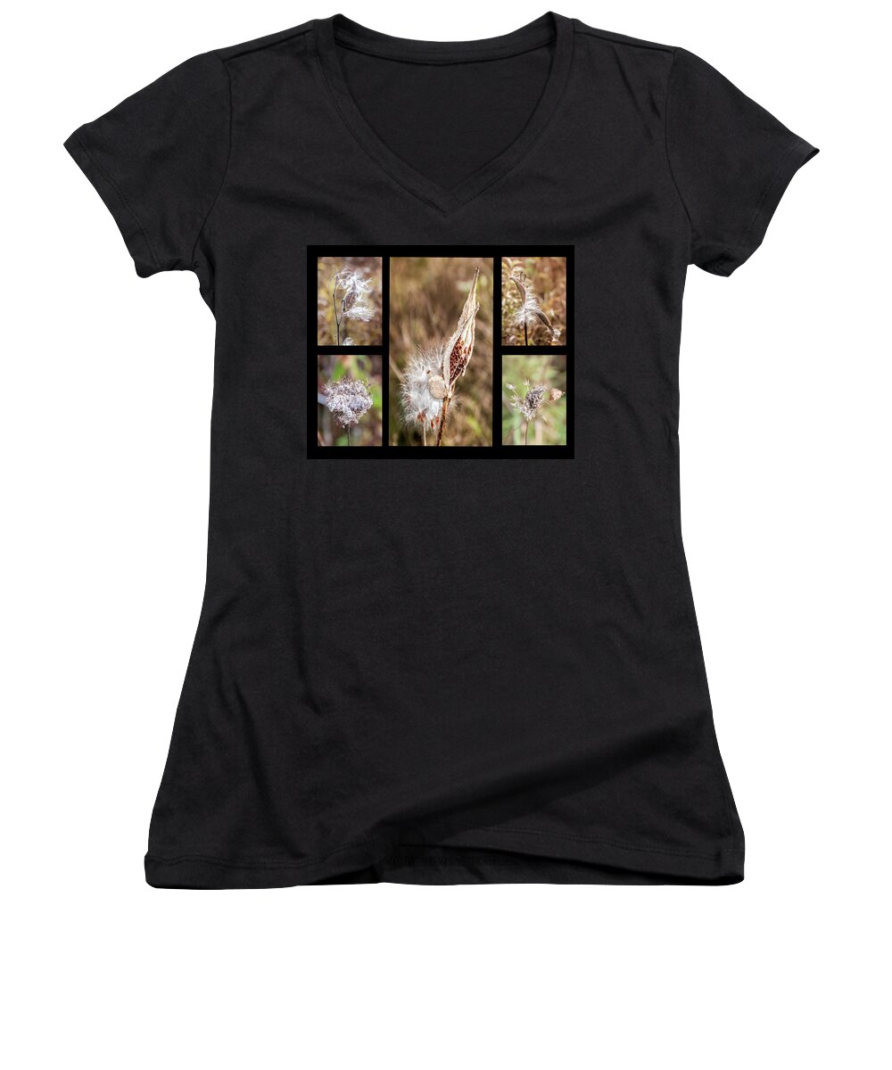 Seed Pods Women's V-Neck featuring the photograph Seed Collage by Geraldine Alexander