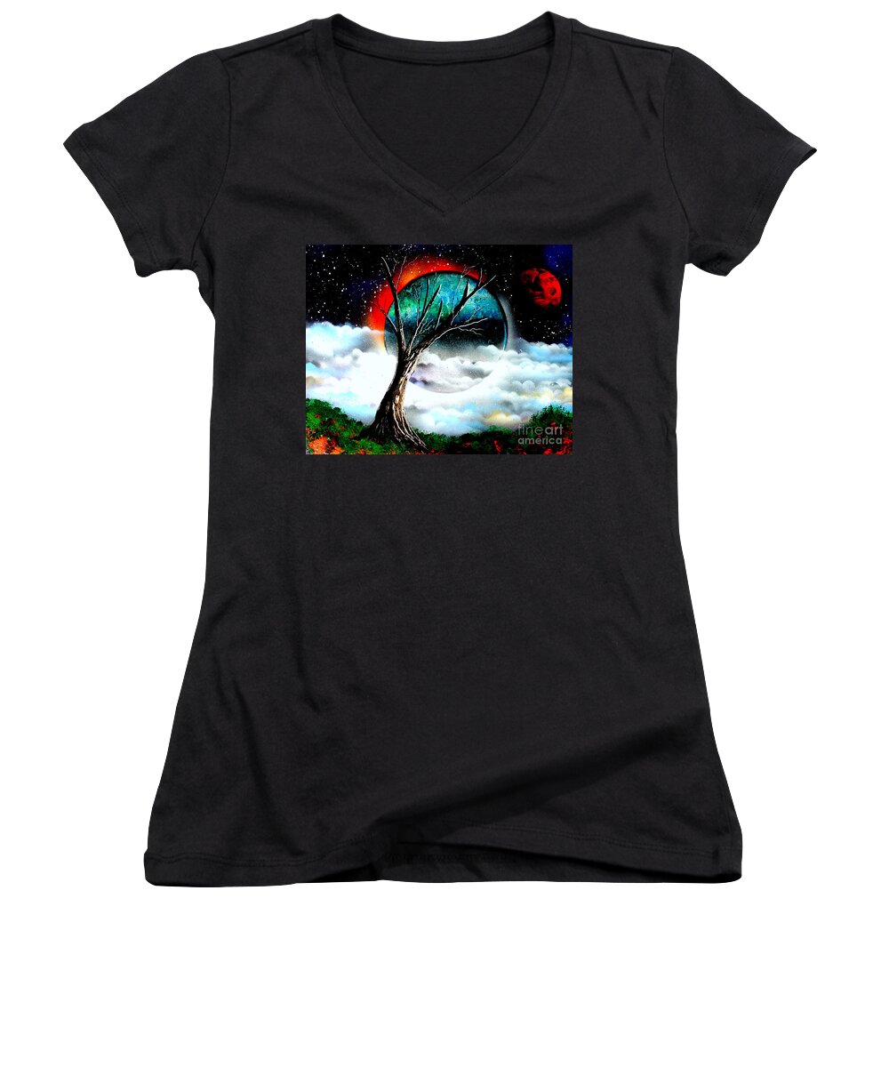 Space Art Women's V-Neck featuring the painting Sentinel 4679 E by Greg Moores