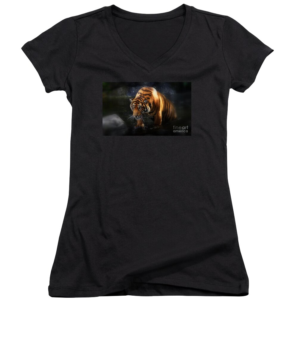 Animals Women's V-Neck featuring the photograph Shadows and Light by Kym Clarke