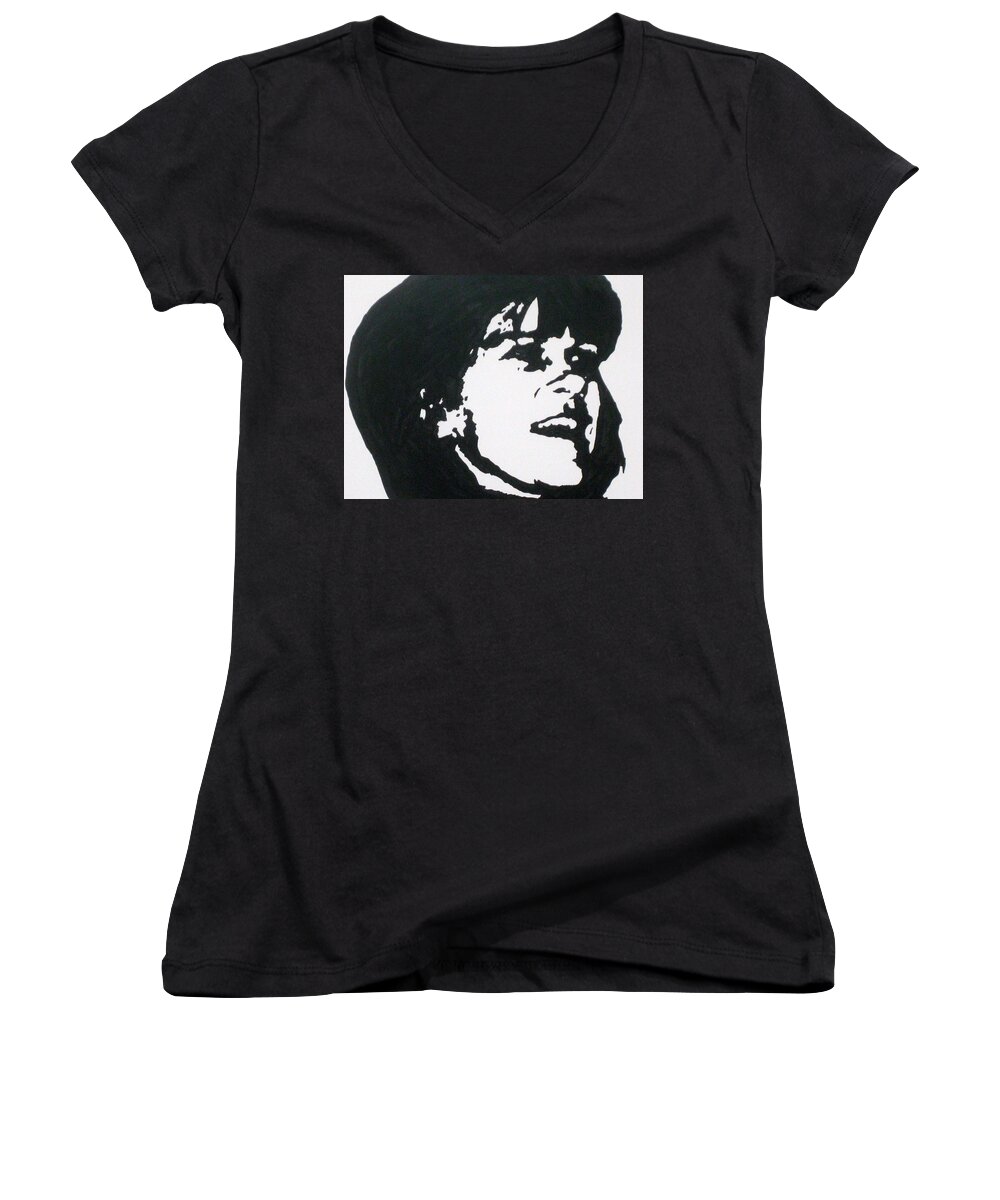 Lush Canvas Prints Women's V-Neck featuring the drawing Sharon Stemple by Robert Margetts