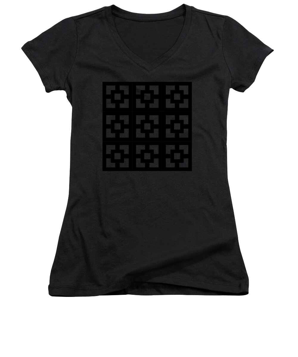 Squares Multiview Women's V-Neck featuring the digital art Squares Multiview by Chuck Staley