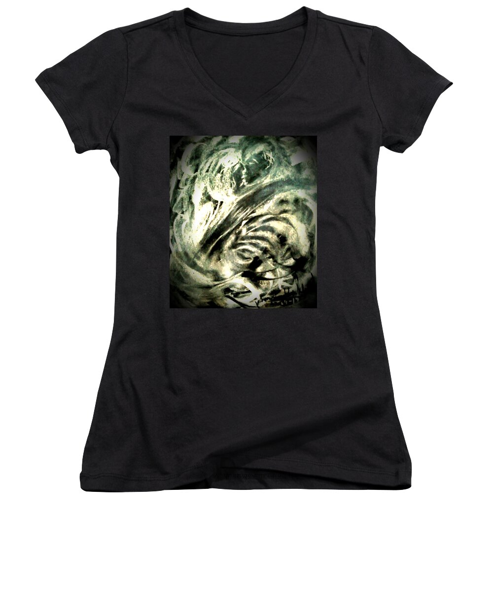  Women's V-Neck featuring the painting Strom With Love by Wanvisa Klawklean