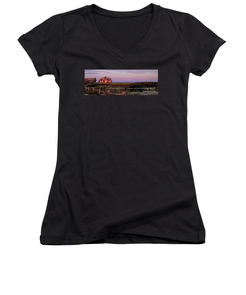 Summer Nights Women's V-Neck featuring the painting Summer Nights by Rita Brown