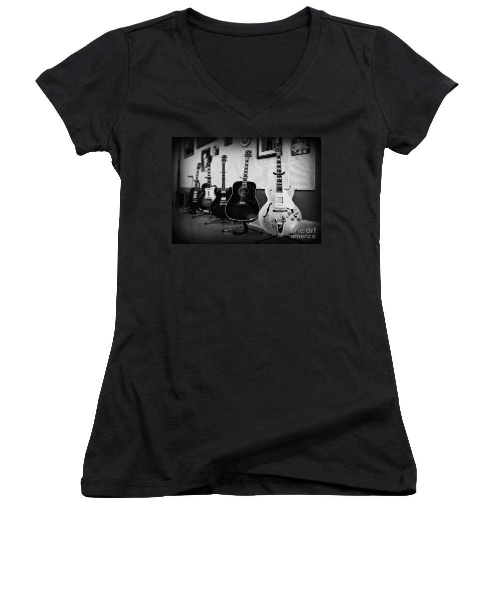 Sun Studio Women's V-Neck featuring the photograph Sun Studio Classics 2 by Perry Webster