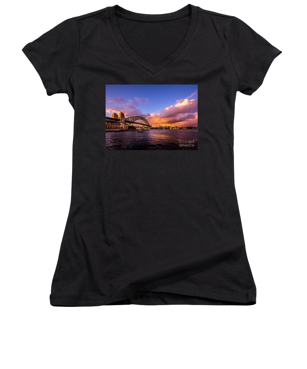 Water Women's V-Neck featuring the photograph Sun Up by Perry Webster