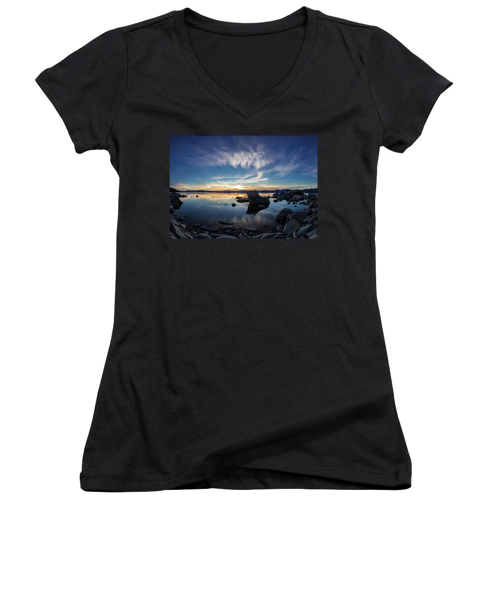 Tahoe Women's V-Neck featuring the photograph Sunset reflection by Martin Gollery