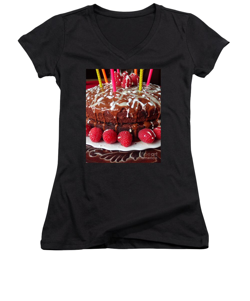 Cake Women's V-Neck featuring the photograph Sweet Wishes by Christina Verdgeline