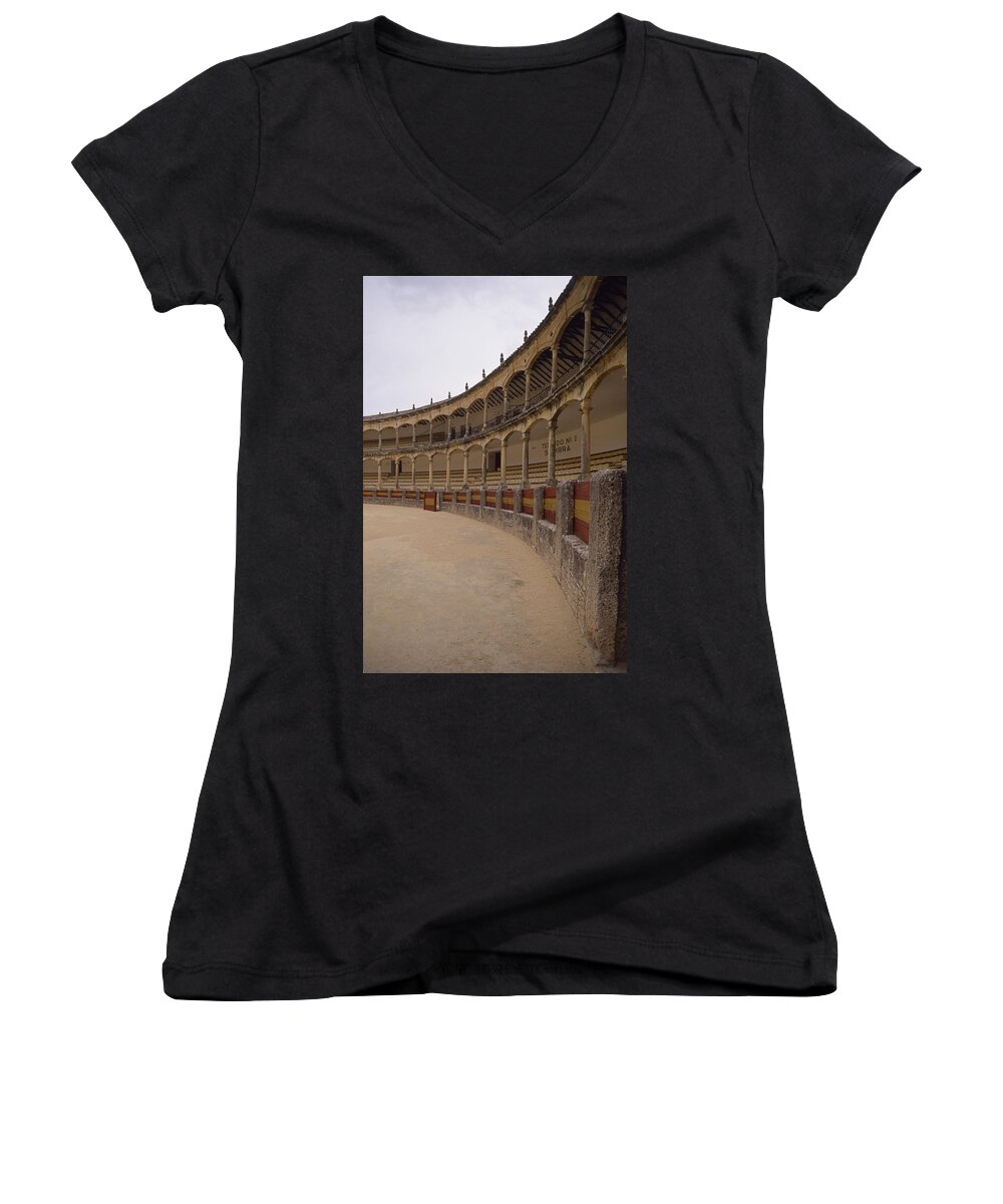 Spain Women's V-Neck featuring the photograph The Bullring by Shaun Higson