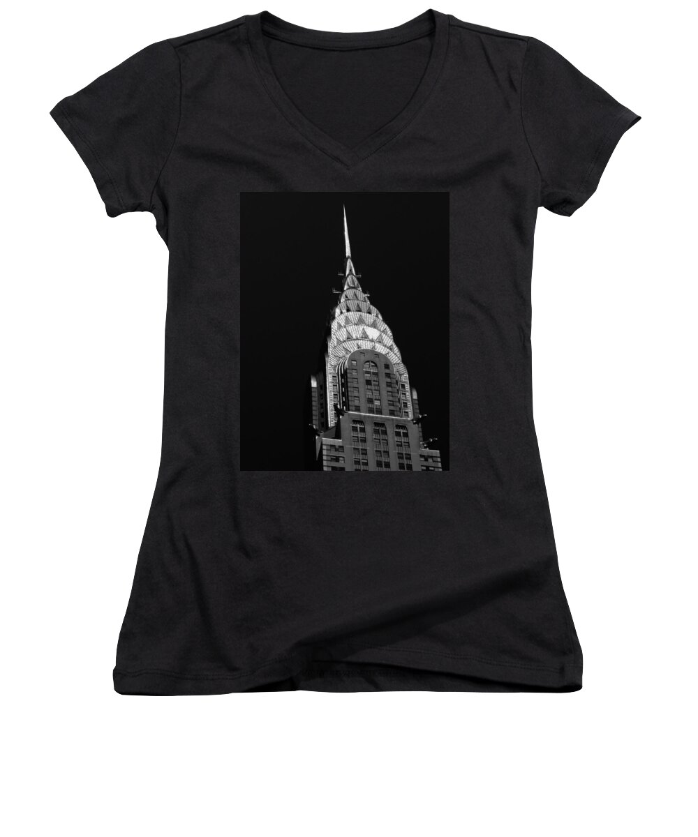 Chrysler Building Women's V-Neck featuring the photograph The Chrysler Building by Vivienne Gucwa