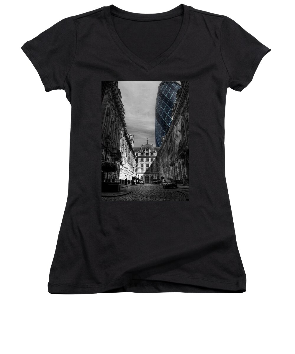Yhun Suarez Women's V-Neck featuring the photograph The Future Behind The Past by Yhun Suarez