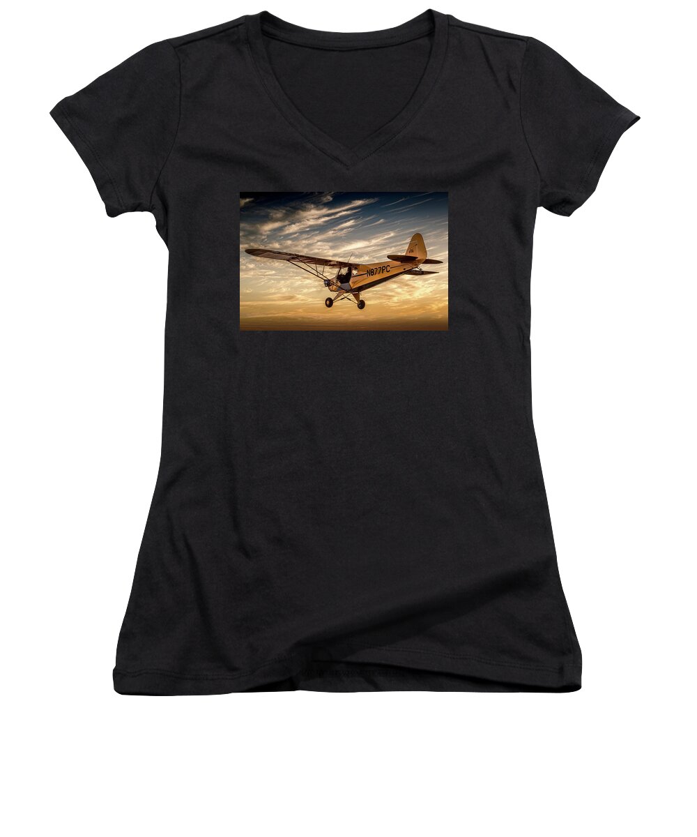 A2a Women's V-Neck featuring the photograph The Joy Of Flight by Jay Beckman