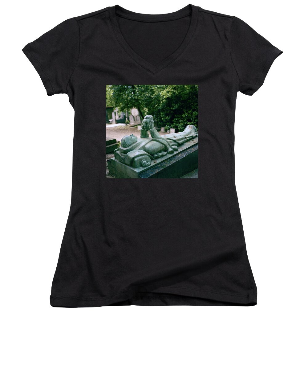 Mindfulness Women's V-Neck featuring the photograph The Mask Of Meditation by Shaun Higson