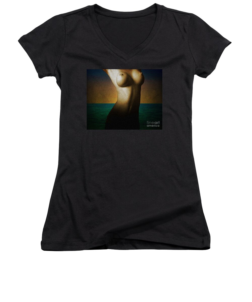 Nag004438 Women's V-Neck featuring the photograph The Mermaid by Edmund Nagele FRPS