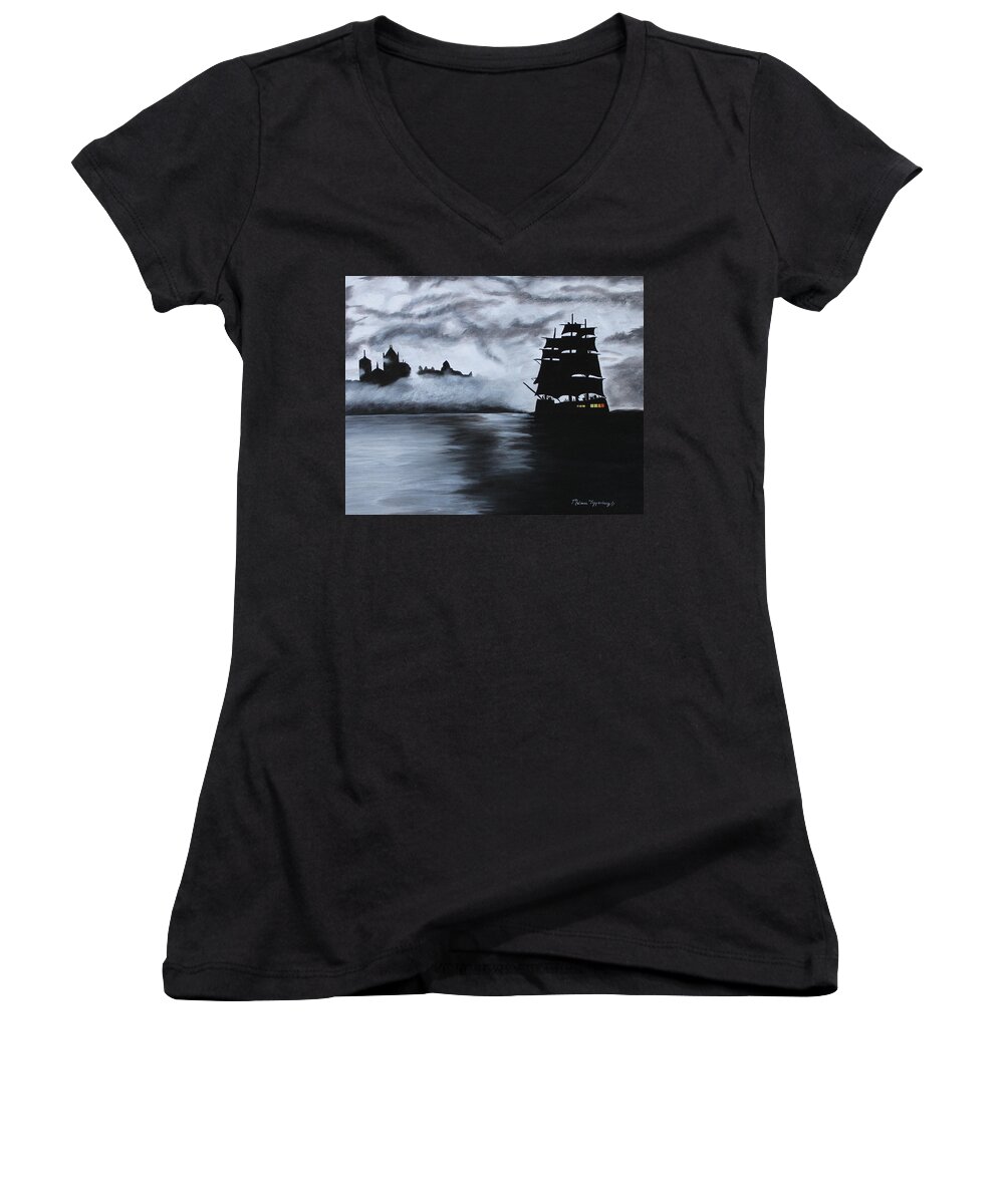 Pirate Women's V-Neck featuring the painting The Nathan Daniel by Melissa Toppenberg