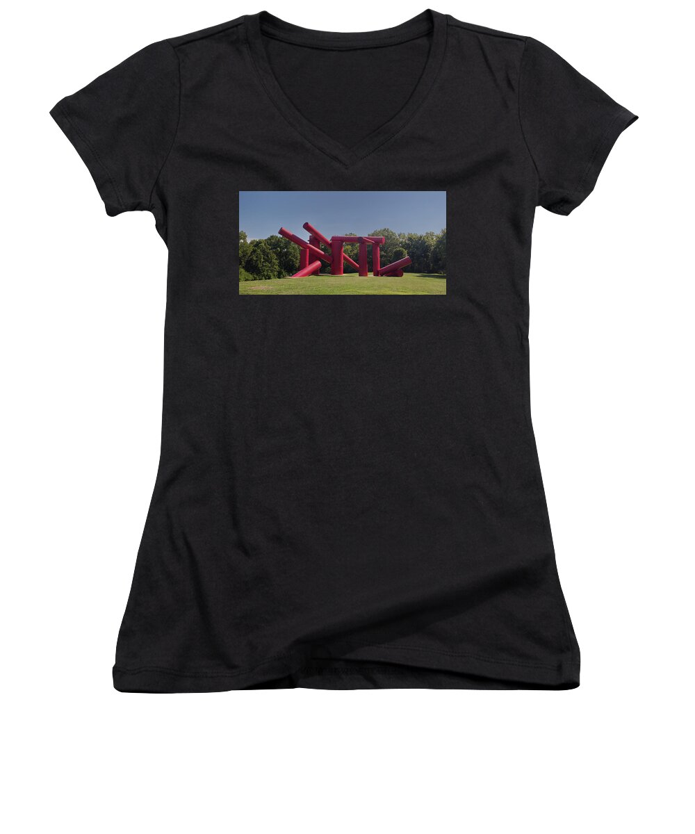 Metal Women's V-Neck featuring the photograph The Way by Alexander Liberman by Harold Rau