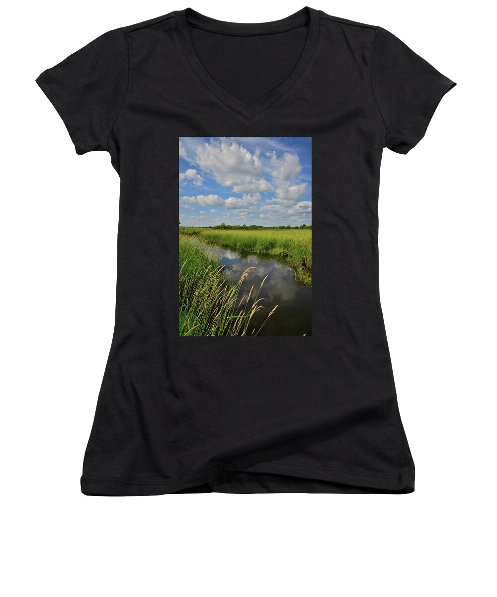 Glacial Park Women's V-Neck featuring the photograph The Wetlands of Hackmatack National Wildlife Refuge by Ray Mathis