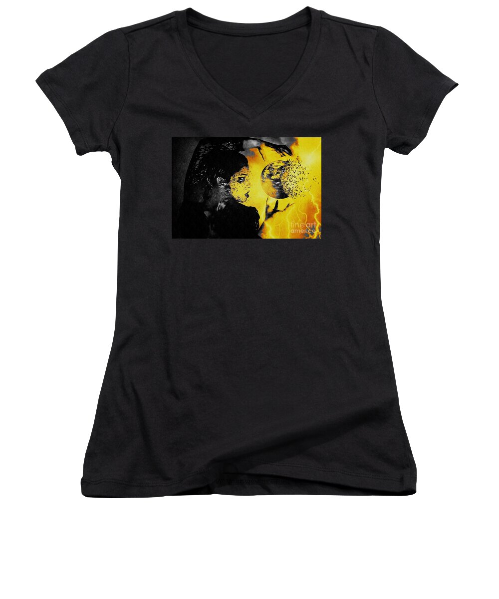World Women's V-Neck featuring the photograph The world is Mine by Jessica S