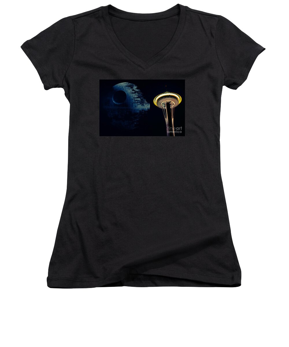 Seattle Women's V-Neck featuring the photograph They're here by Frank Larkin