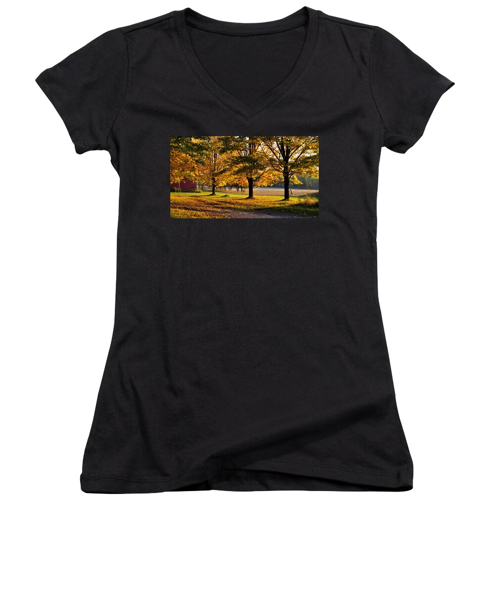 Fall Women's V-Neck featuring the photograph Three sisters by Tim Nyberg