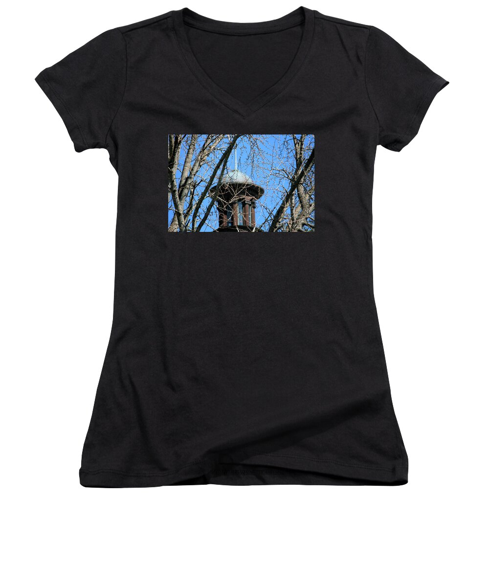 Capital Women's V-Neck featuring the photograph Thru The Trees by Cathy Harper