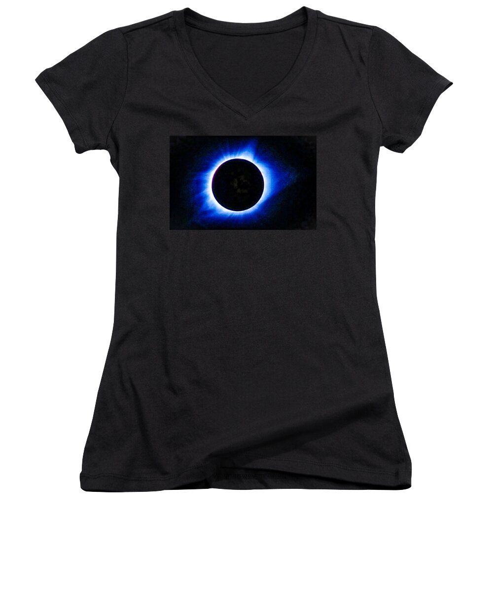 Science Women's V-Neck featuring the photograph Totality by Michael Nowotny