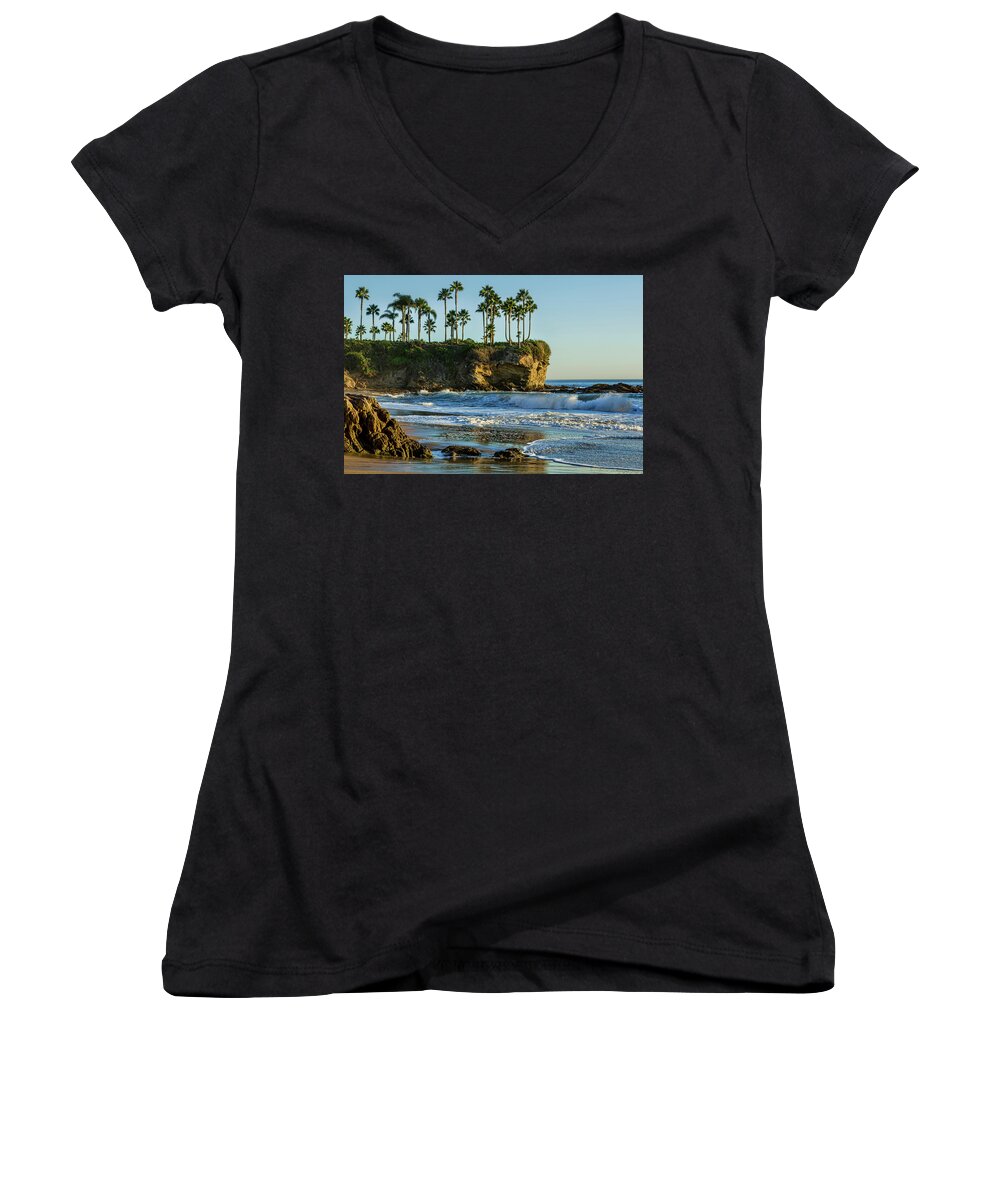 Twin Points Women's V-Neck featuring the photograph Twin Points Crescent Bay by Kelley King