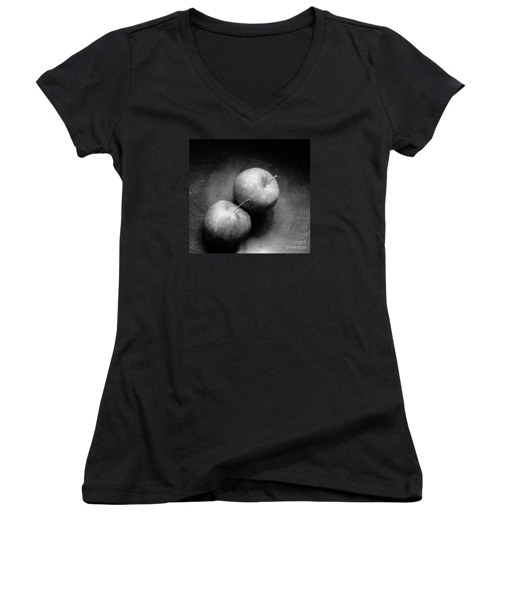 Two Apples Women's V-Neck featuring the photograph Two Apples In Love by Steven Macanka
