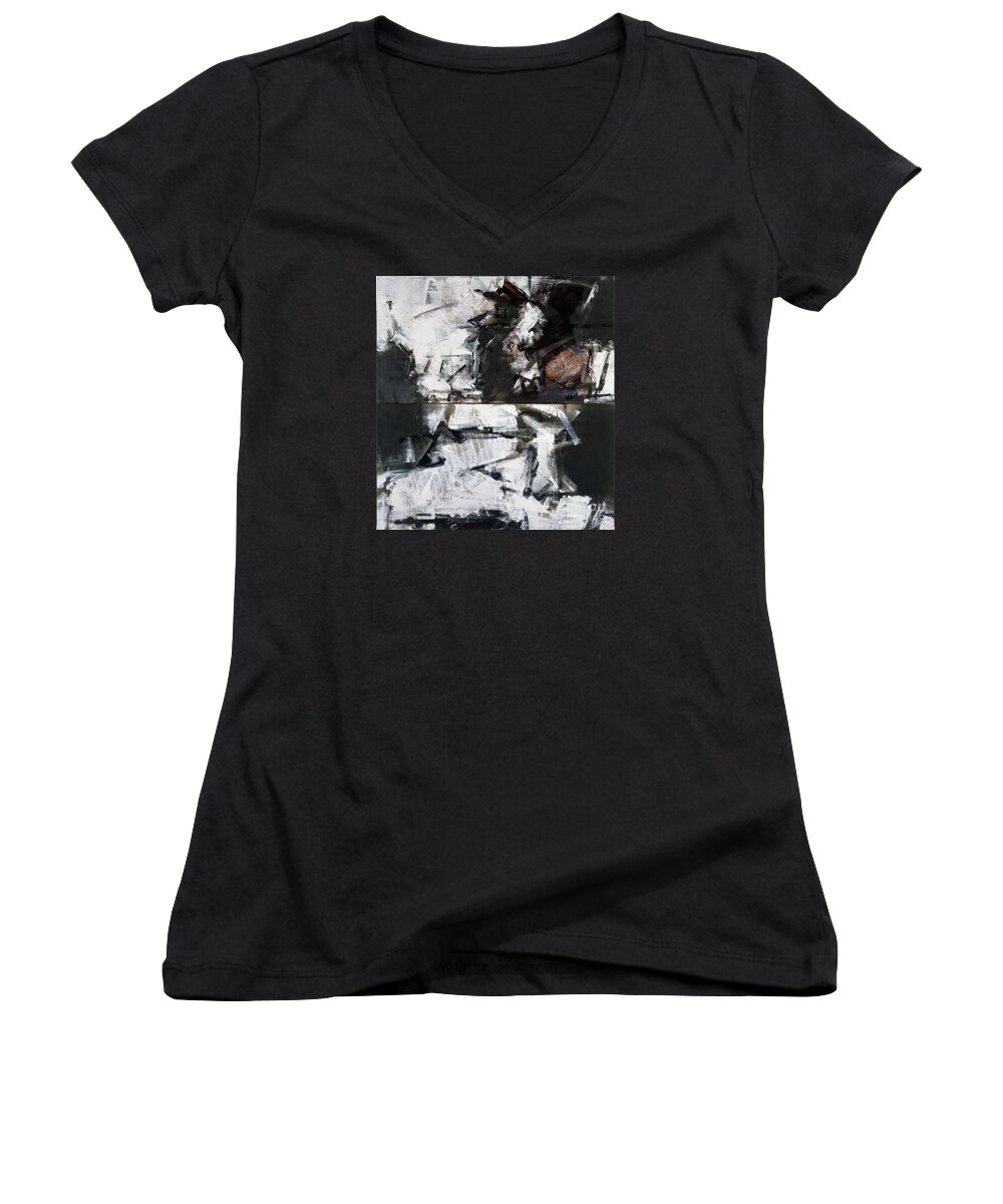 Panels Women's V-Neck featuring the painting Untitled II by Ritchard Rodriguez