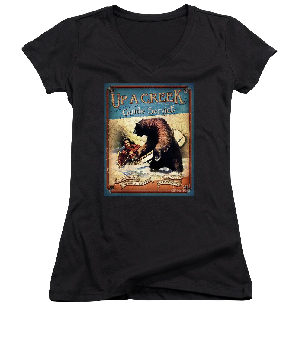 Jq Licensing Women's V-Neck featuring the painting Up A Creek 2 by JQ Licensing
