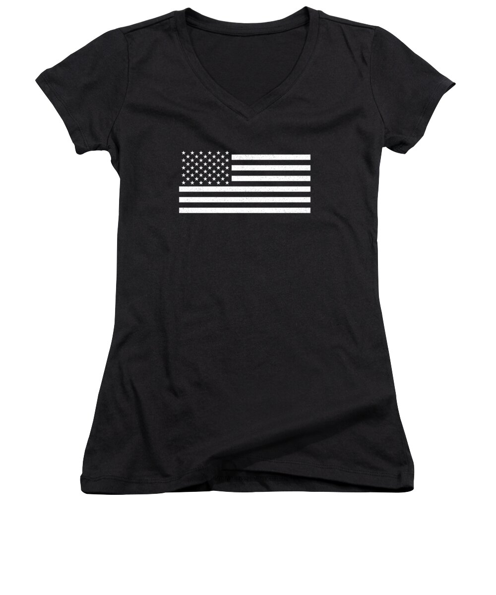 Usa Women's V-Neck featuring the digital art USA flag Grunge Patina by Sterling Gold