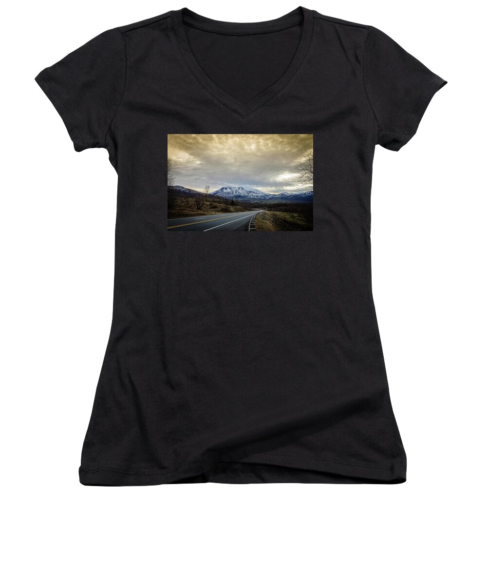 Landscape Women's V-Neck featuring the photograph Volcanic Road by Michael Scott