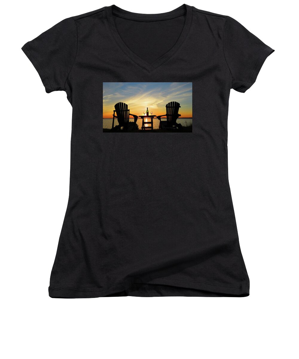 Sunset Women's V-Neck featuring the photograph Waiting for summer by Dennis McCarthy