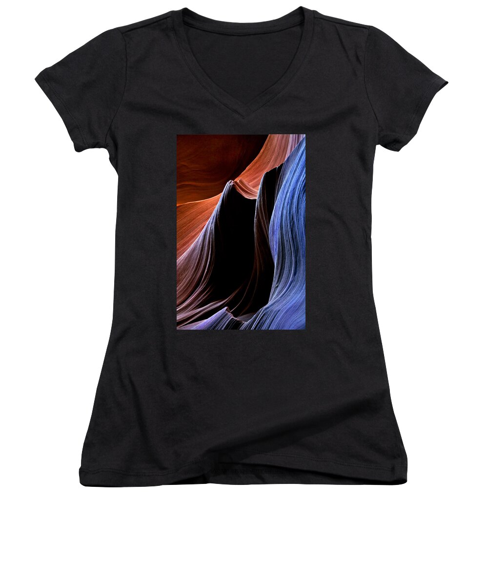 Sandstone Women's V-Neck featuring the photograph Waves by Michael Dawson