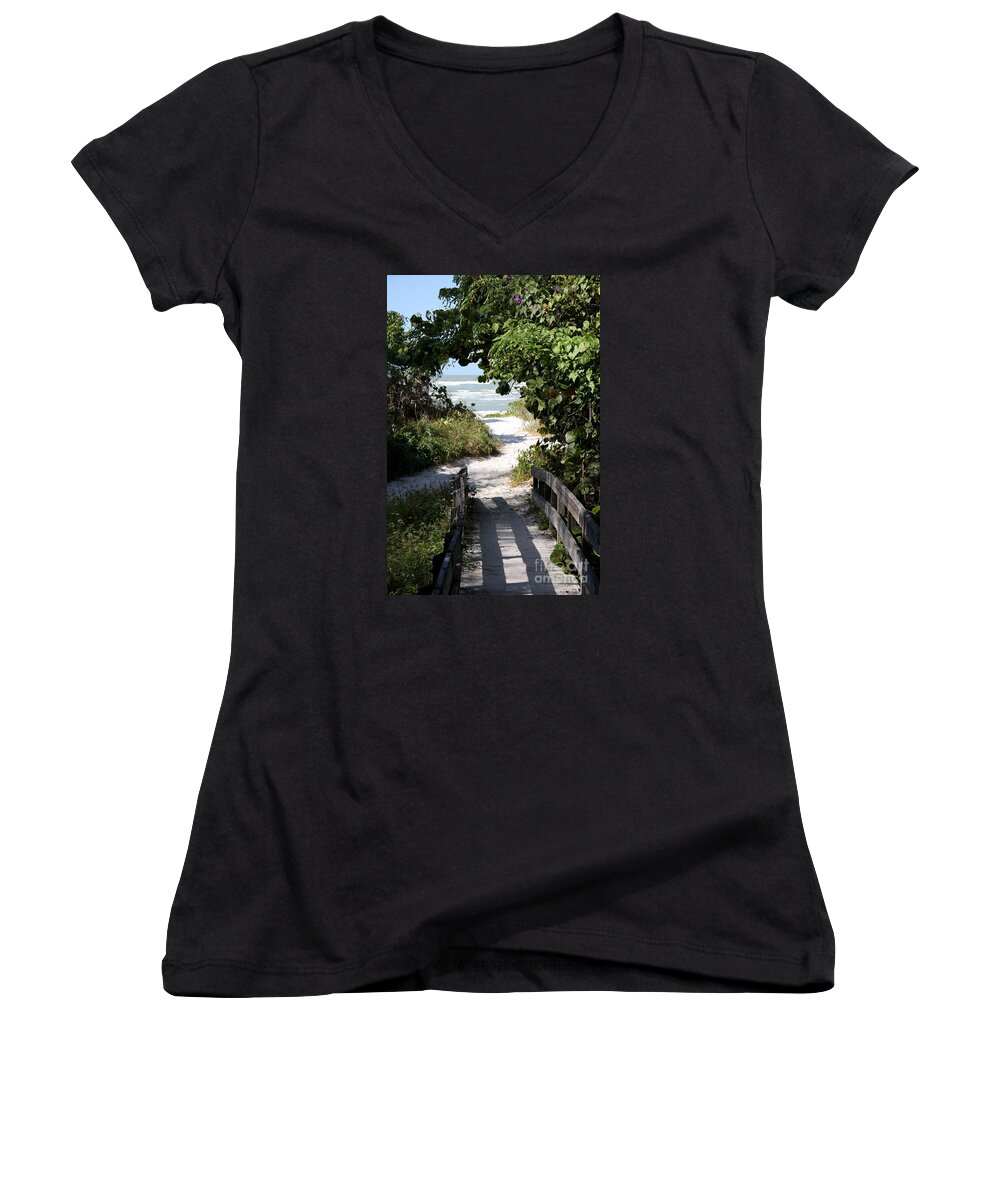 Beach Women's V-Neck featuring the photograph Way To The Beach by Christiane Schulze Art And Photography