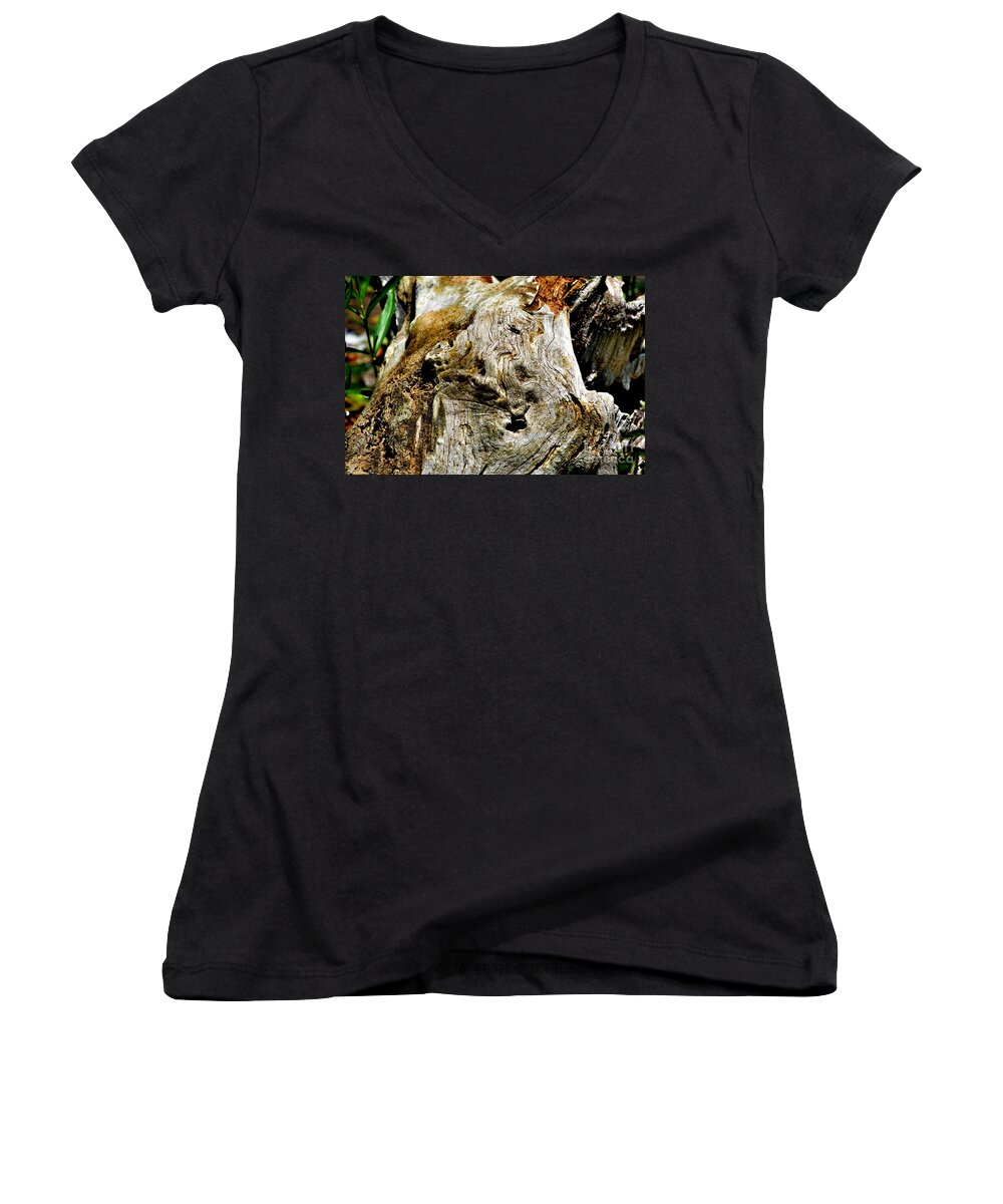 Nature Women's V-Neck featuring the photograph Weathered Wood by Debbie Portwood