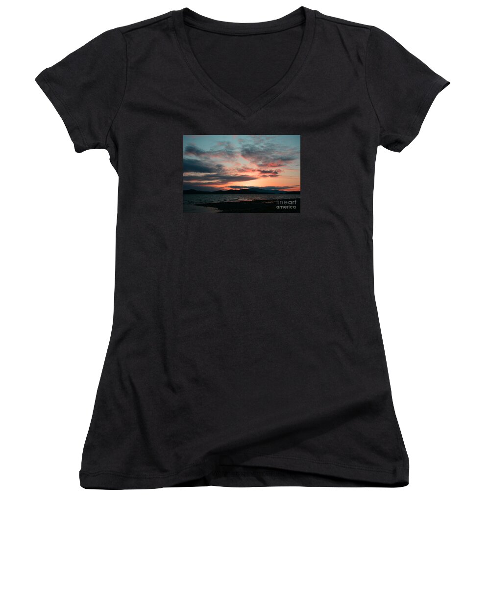 Sunset Women's V-Neck featuring the photograph Welcome Beach Sunset 2015 by Elaine Hunter