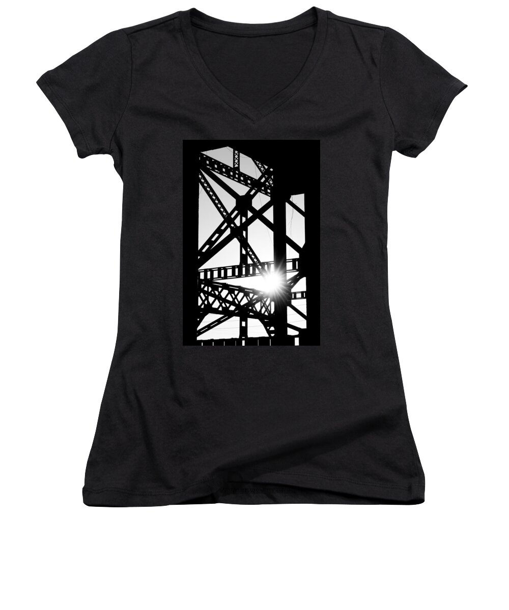 Bridge Women's V-Neck featuring the photograph Welded by Scott Rackers
