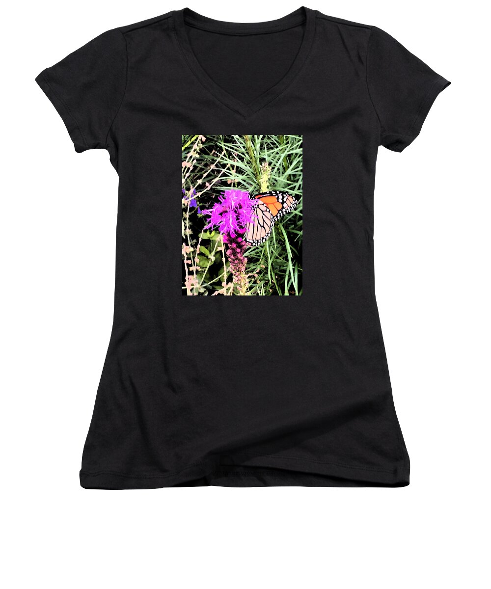 Butterfly Women's V-Neck featuring the photograph When Nature Calls by Beth Saffer