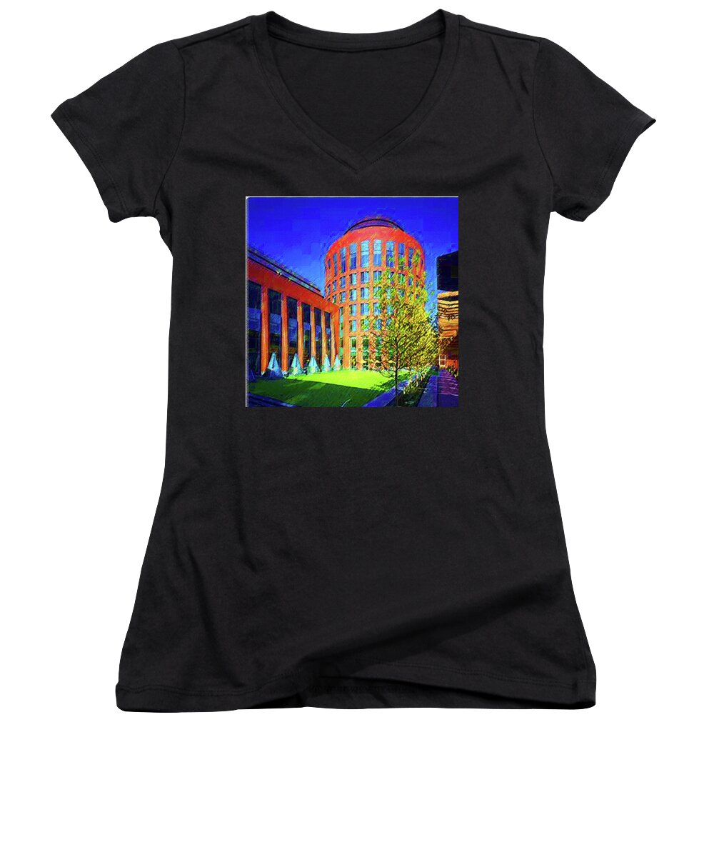University Of Pennsylvania Women's V-Neck featuring the mixed media Where Business Begins by DJ Fessenden