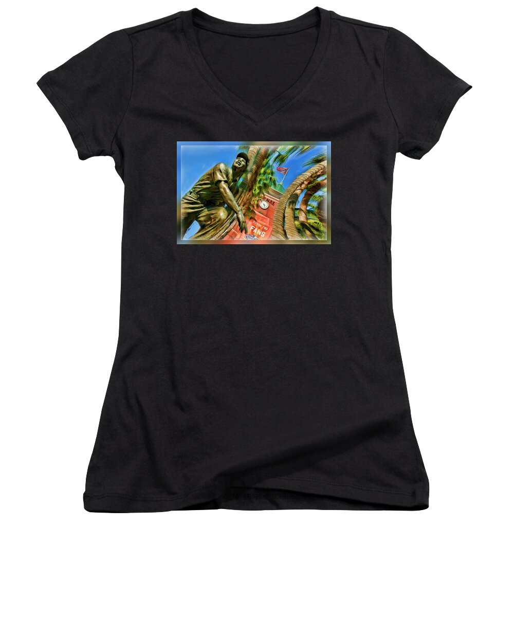 Att Park Women's V-Neck featuring the photograph Willie Mays by Blake Richards