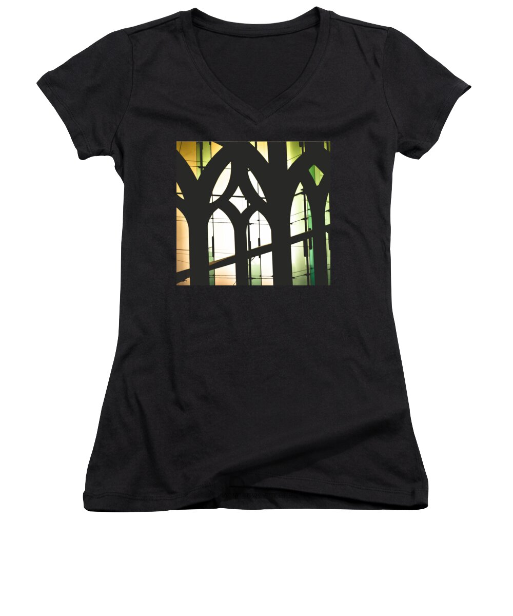 Windows Women's V-Neck featuring the photograph Windows by Melissa Godbout